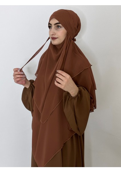 3katlı Multı Sifon Sufle Khimar Peceli Hazır Büyük Esarp Camel
