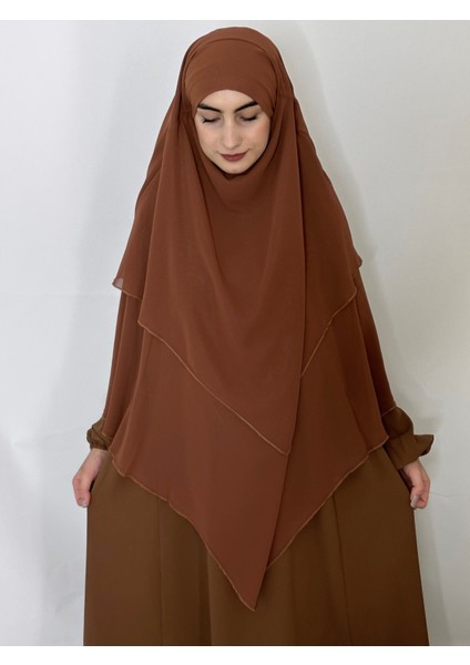 3katlı Multı Sifon Sufle Khimar Peceli Hazır Büyük Esarp Camel
