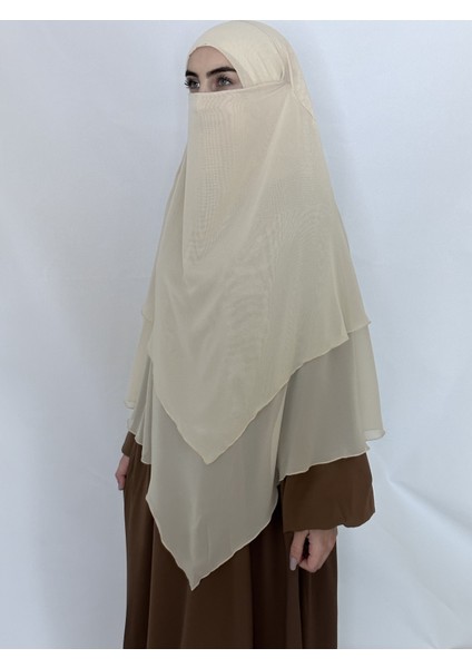 3katlı Multı Sifon Sufle Khimar Peceli Hazır Büyük Esarp Krem Renk fiyatları