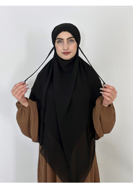 3katlı Multı Sifon Sufle Khimar Peceli Hazır Büyük Esarp Siyah fiyatları