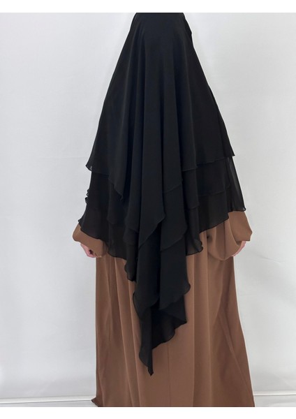 3katlı Multı Sifon Sufle Khimar Peceli Hazır Büyük Esarp Siyah modelleri