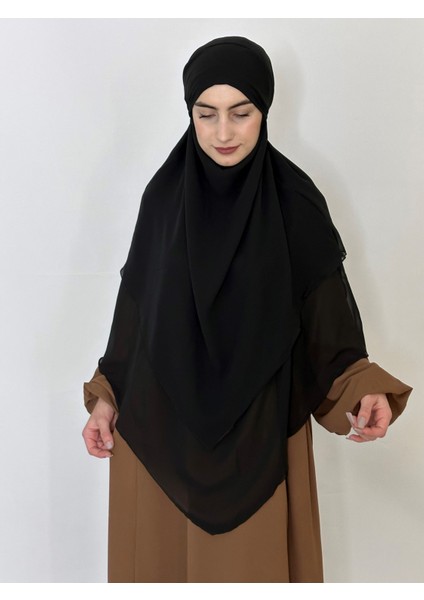 3katlı Multı Sifon Sufle Khimar Peceli Hazır Büyük Esarp Siyah fırsatları