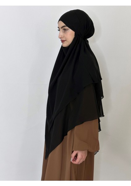 3katlı Multı Sifon Sufle Khimar Peceli Hazır Büyük Esarp Siyah indirimleri