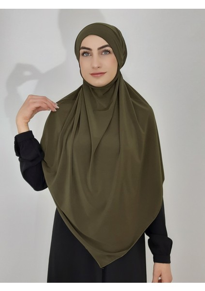 Hazır Sufle Baglamalı Pratık Peceli Büyük Esarp Khimar Haki Renk