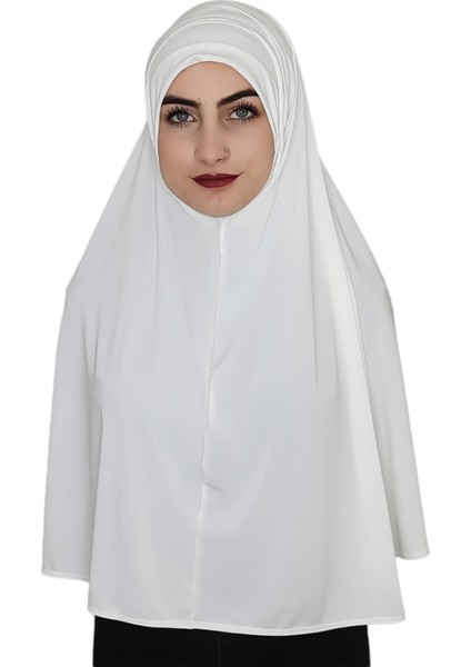 Tek Parca Pratik Büyük Hazır Esarp Hijap Beyaz Namaz Örtüsü
