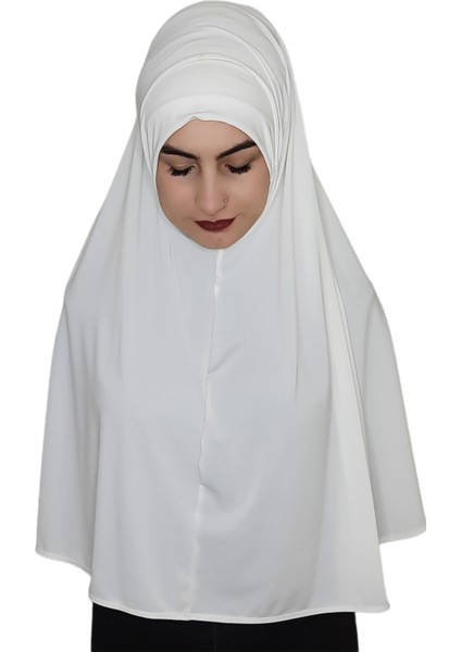 Tek Parca Pratik Büyük Hazır Esarp Hijap Beyaz Namaz Örtüsü