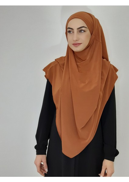 Hazır Sufle Baglamalı Pratık Peceli Büyük Esarp Khimar Kiremit Renk