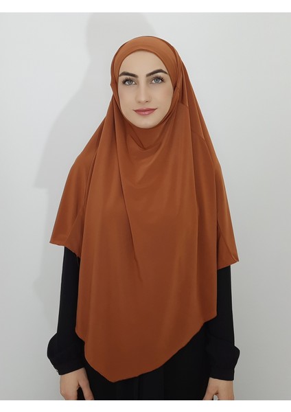 Hazır Sufle Baglamalı Pratık Peceli Büyük Esarp Khimar Kiremit Renk