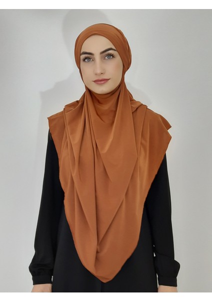 Hazır Sufle Baglamalı Pratık Peceli Büyük Esarp Khimar Kiremit Renk