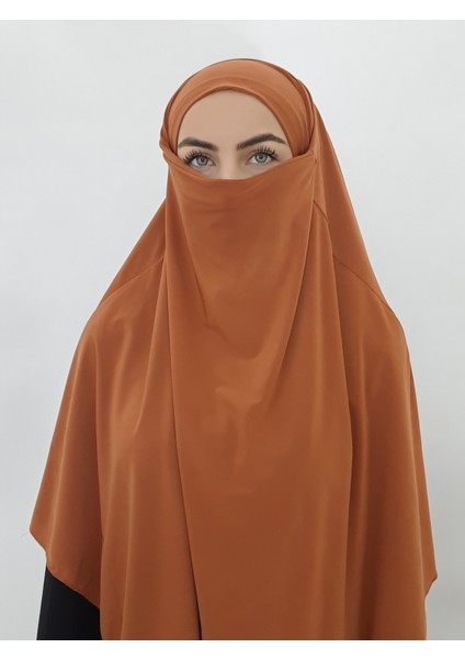 Hazır Sufle Baglamalı Pratık Peceli Büyük Esarp Khimar Kiremit Renk