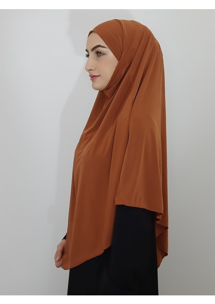 Hazır Sufle Baglamalı Pratık Peceli Büyük Esarp Khimar Kiremit Renk