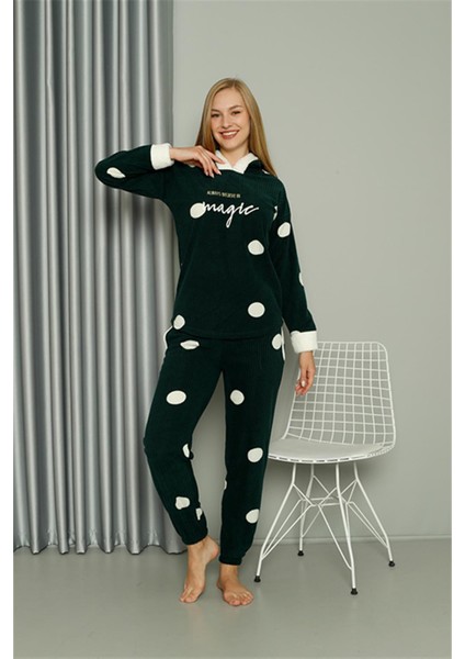 Welsoft Polar Kadın Kapşonlu Pijama Takımı 8512
