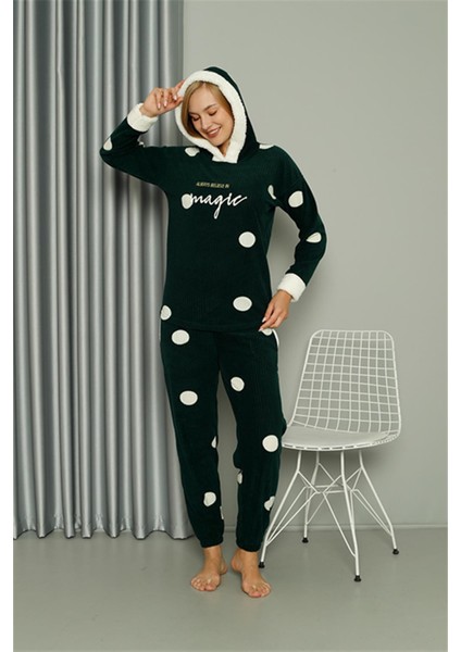 Welsoft Polar Kadın Kapşonlu Pijama Takımı 8512