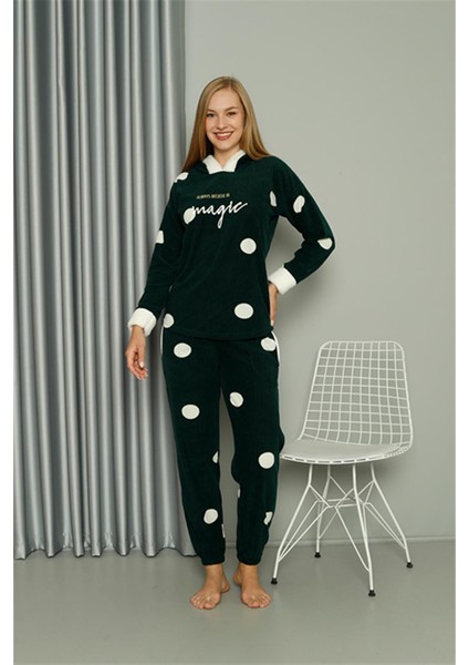 Welsoft Polar Kadın Kapşonlu Pijama Takımı 8512