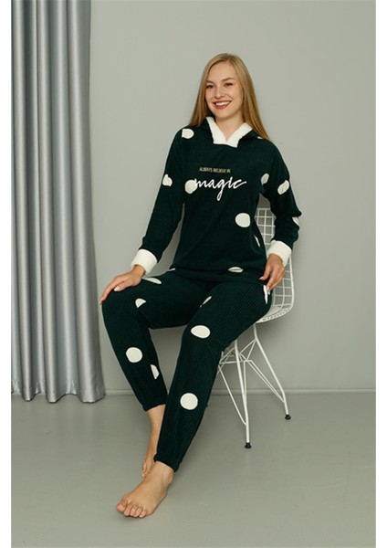 Welsoft Polar Kadın Kapşonlu Pijama Takımı 8512