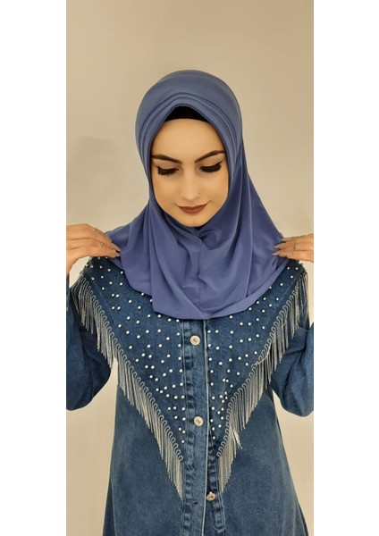 Takmatik Hazır Esarp Hijap Indigo
