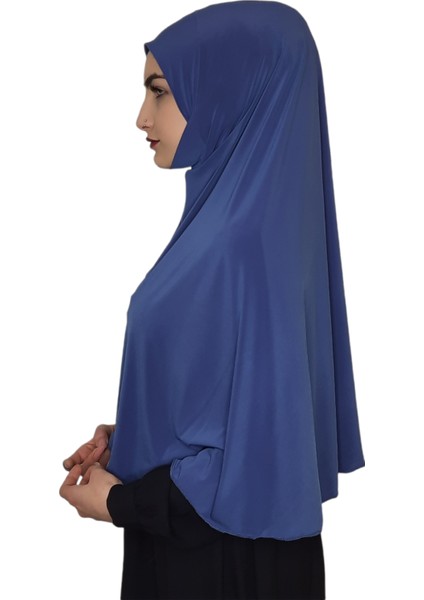 Tek Parca Pratik Büyük Hazır Esarp Hijap Indigo Renk Namaz Örtüsü