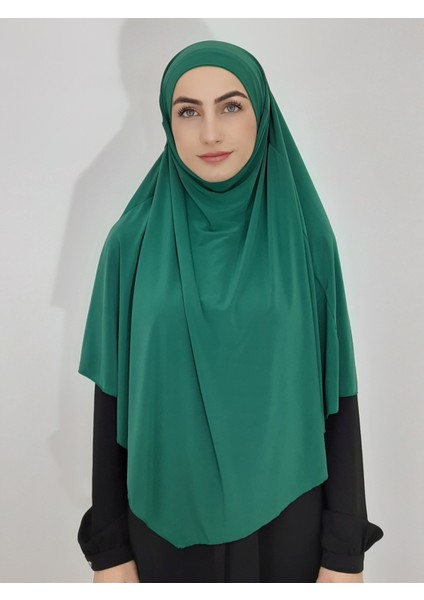 Hazır Sufle Baglamalı Pratık Peceli Büyük Esarp Khimar Yeşil Renk