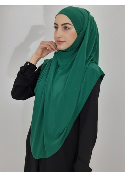Hazır Sufle Baglamalı Pratık Peceli Büyük Esarp Khimar Yeşil Renk