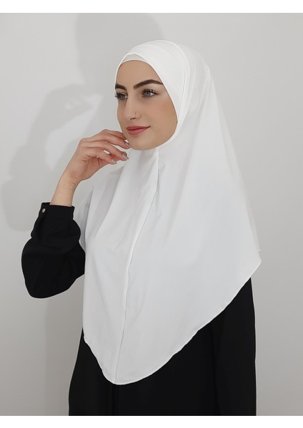 Namaz Örtüsühazır Büyük Esarp Malezya Modeli Khimar Tek Parca Hac ve Umre Icin Ekru Renk