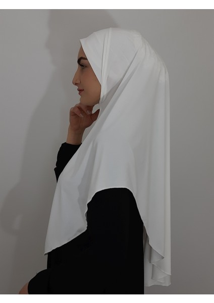 Namaz Örtüsühazır Büyük Esarp Malezya Modeli Khimar Tek Parca Hac ve Umre Icin Ekru Renk