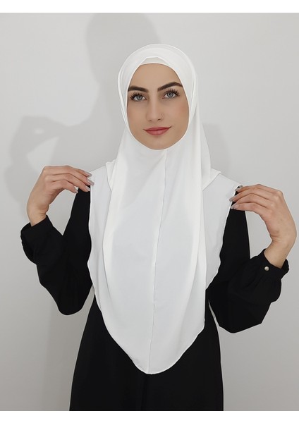 Namaz Örtüsühazır Büyük Esarp Malezya Modeli Khimar Tek Parca Hac ve Umre Icin Ekru Renk