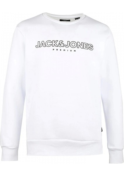 Jack & Jones 12245593 0 Yaka Erkek Sweat - Beyaz