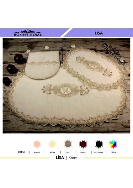 Lisa Krem 6 Parça Çeyizlik Banyo Seti | 3'lü Kirli Çamaşır Sepeti & 3'lü Banyo Paspası Seti modelleri