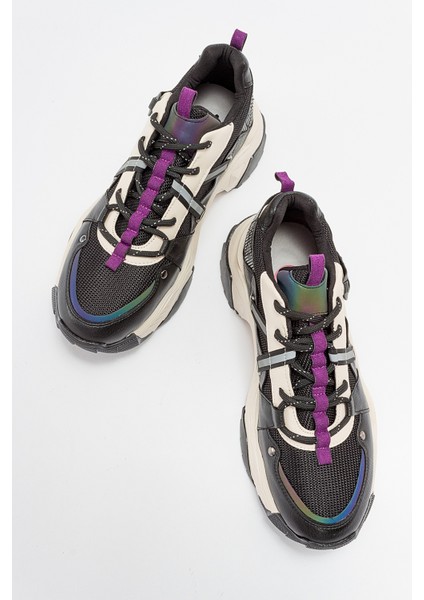 Leona Siyah Mor Kadın Spor Sneakers fırsatları