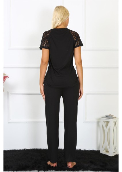 Kadın Kolu Dantelli Penye Pijama Takım 4147 fırsatları