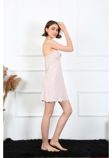 Kadın Ip Askılı Mürdüm Penye Gecelik 401 modelleri