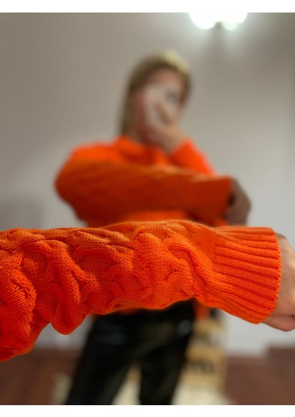 Baklava Desen Turuncu standart kazak kadın fiyatları