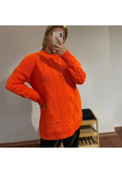 Baklava Desen Turuncu standart kazak kadın fırsatları