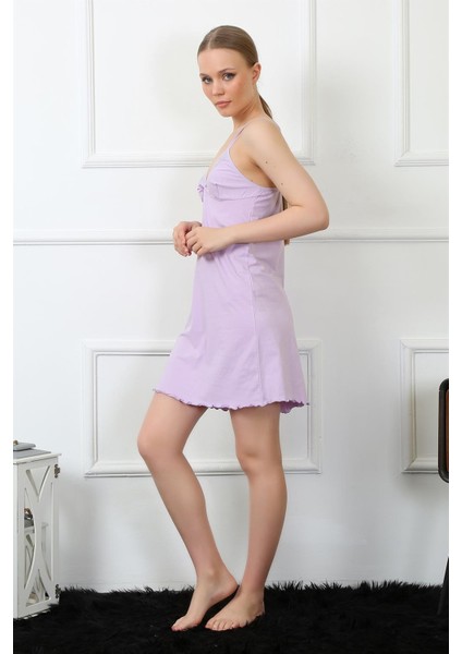Kadın Ip Askılı Lila Penye Gecelik 367 modelleri