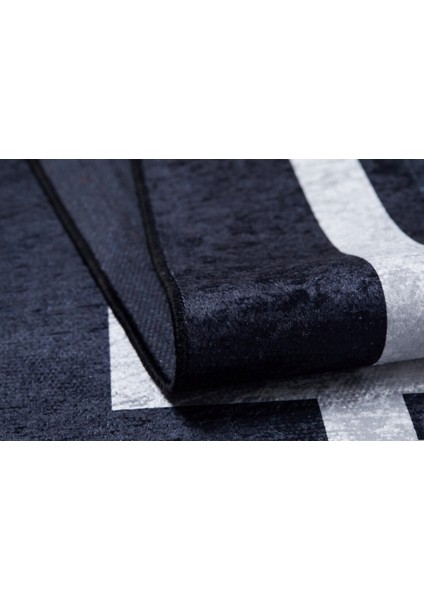 Kamisin Siyah Çerçeveli Polyester Dijital Baskı Halı