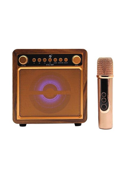 Bayındır Elektronik Kts 1687 10 W 4" Mikrofonlu Bluetooth Speaker Kablosuz Karaoke Hoparlör