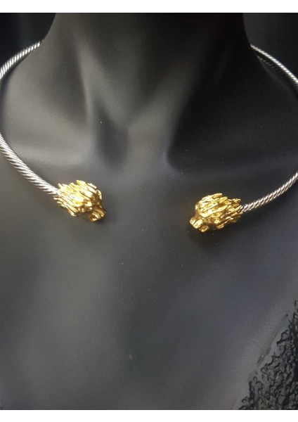 Xuping Çelik Çift Aslan Detaylı Kolye modelleri