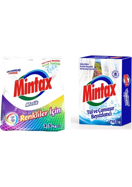 Matik Renkliler İçin 1.5 kg + Mintax Tül ve Çamaşır Beyazlatıcı 750 gr