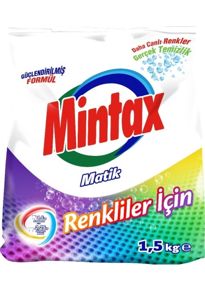 Matik Renkliler İçin 1.5 kg + Mintax Tül ve Çamaşır Beyazlatıcı 750 gr modelleri