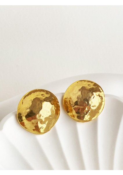 Özel Tasarım Altın Kaplama El Yapımı Dolunay Küpe