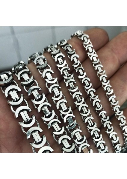 VOG8MM 925 Ayar Gümüş Erkek Bileklik Künye Oksitli Euro Kral Model