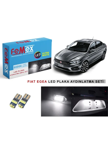 Fiat Egea LED Plaka Aydınlatma Ampul Seti Femex Parlak Beyaz