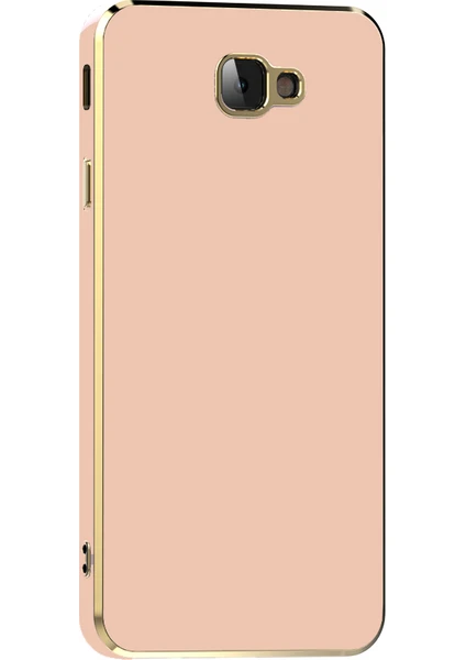 Case World Samsung Galaxy J7 Prime Kapak Kamera Korumalı Lazer Kesim Lüx Silikon Kılıf - Rose Gold