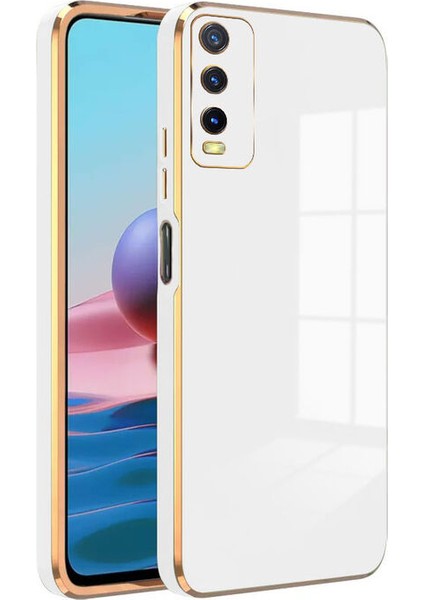 Case World Vivo Y11S Kapak Kamera Korumalı Lazer Kesim Lüx Silikon Kılıf -Beyaz