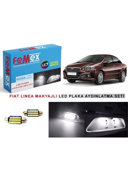 Fiat Linea Makyajlı LED Plaka Aydınlatma Ampul Seti Femex Parlak Beyaz