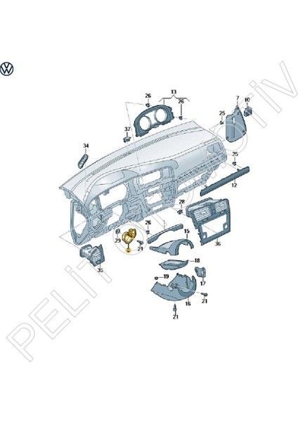 Golf 7 Sis Far Anahtar Çerçevesi 5G1858060C (2013-2018)