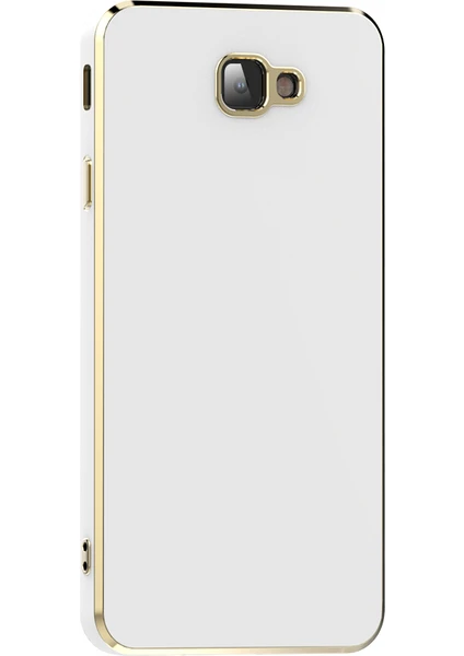 Case World Samsung Galaxy J7 Prime Kapak Kamera Korumalı Lazer Kesim Lüx Silikon Kılıf -Beyaz