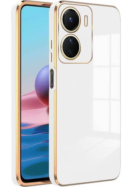 Caseart Vivo Y16 Kapak Kamera Korumalı Lazer Kesim Lüx Silikon Kılıf -Beyaz