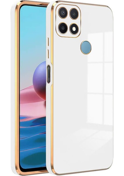 Oppo A15S Kapak Kamera Korumalı Lazer Kesim Lüx Silikon Kılıf -Beyaz