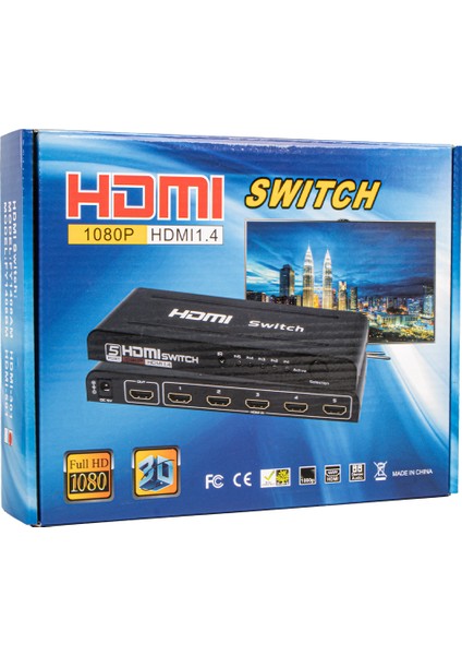 G 538H 3 Giriş 1 Çıkış HDMI Swıtcher Toplayıcı Metal Kasa Adaptörlü